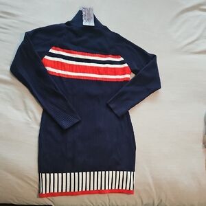 Navy Long Sleeve Striped Dress